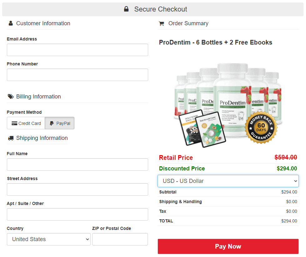 Prodentim Checkout Page